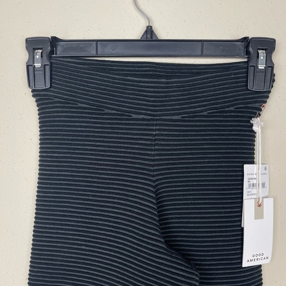 NWT‎ Good American Black Heavy Ribbed Wide Leg Pants Size 0 - Picture 6 of 7